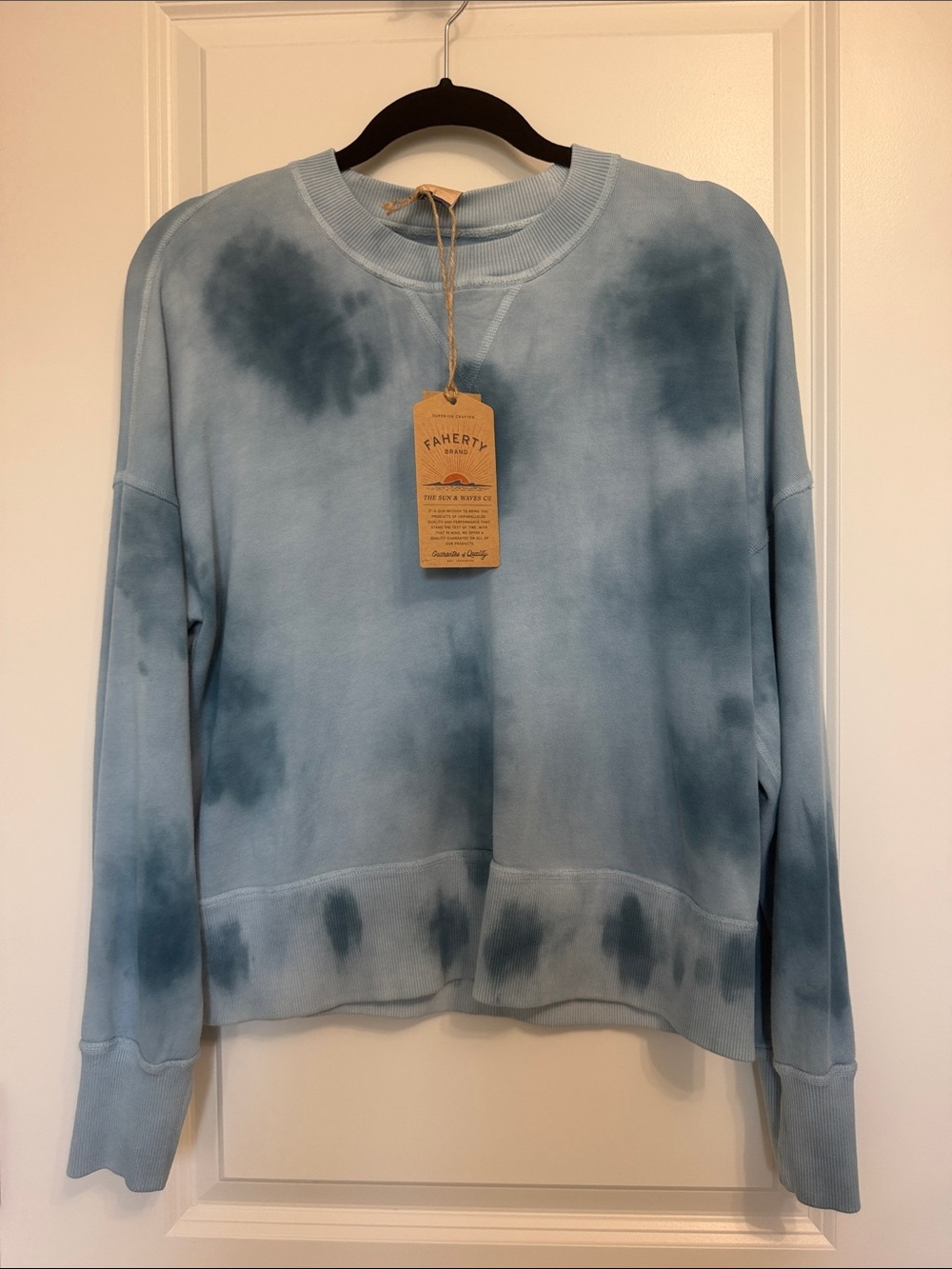 Faherty Blue Tie-Dye Crewneck Sweatshirt